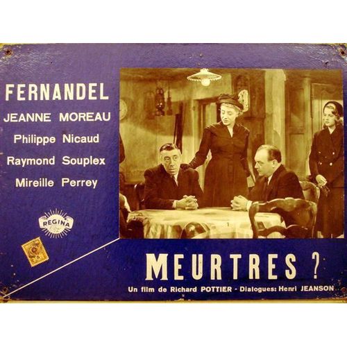 Meurtres ? - Photo Prestige Cartonnée - Format 31x43 Cm - De Richard Pottier Avec Fernandel, Jeanne Moreau, Jacques Varennes, Raymond Souplex - 1950