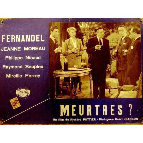 Meurtres ? - Photo Prestige Cartonnée - Format 31x43 Cm - De Richard Pottier Avec Fernandel, Jeanne Moreau, Jacques Varennes, Raymond Souplex - 1950