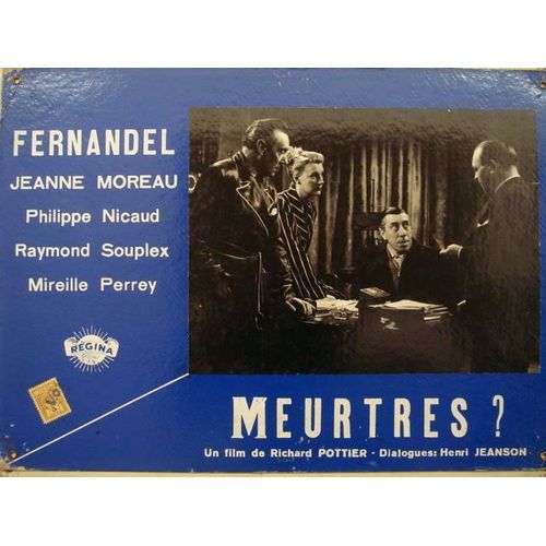 Meurtres ? - Photo Prestige Cartonnée - Format 31x43 Cm - De Richard Pottier Avec Fernandel, Jeanne Moreau, Jacques Varennes, Raymond Souplex - 1950