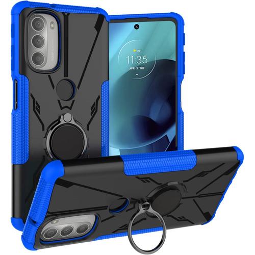 Coque Tough Armor Pour Motorola Moto G51 5g Motorola Moto G51 5g 360° Support Rotatif Kicksstand Antichoc Étui De Protection Étui Pour Motorola Moto G51 5gbleu