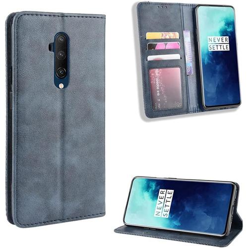 Étui Portefeuille Magnétique De Luxe Rétro Pour Oneplus 7 7t Pro 7tpro En Cuir Avec Support Pour Téléphone Portable 1+7 T One Plus 7 7t Pro Bleu Oneplus 7t Pro