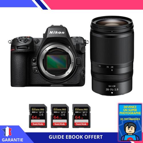 Nikon Z8 + Z 28-75mm f/2.8 + 3 SanDisk 64GB Extreme PRO UHS-II SDXC 300 MB/s + Ebook 'Devenez Un Super Photographe' - Hybride Nikon