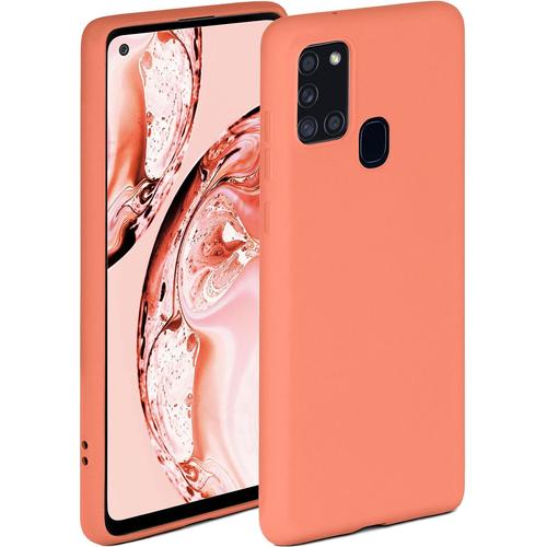 Coque Souple Compatible Avec Samsung Galaxy A21s Coque En Silicone Bord Surélevé Pour La Protection D'écran Double Couche Coque Souple Pour Téléphone Orange Mat