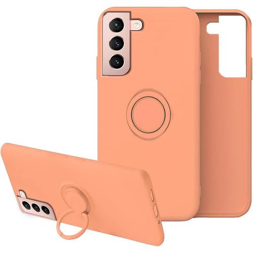 Compatible Avec Coque Samsung S21 Fe Silicone Antichoc Avec Anneau Etui Samsung Galaxy S21 Fe Anti-Rayures Ultra Mince Protection Housse Samsung S21 Fe, Orange