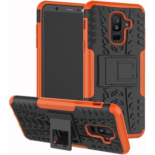 Coque De Protection Pour Samsung Galaxy A6 Plus 2018/A9 Star Lite Tpu+Pc Bumper Hybride De Qualité Militaire Coque Robuste Antichoc Avec Béquille Couleur Orange