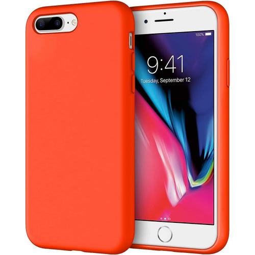 Coque En Silicone Pour Iphone 7 Plus 8 Plus Étui De Protection Complète Du Corps Au Toucher Soyeux Housse Avec Doublure Douce En Tissu Microfibre Orange Curcuma