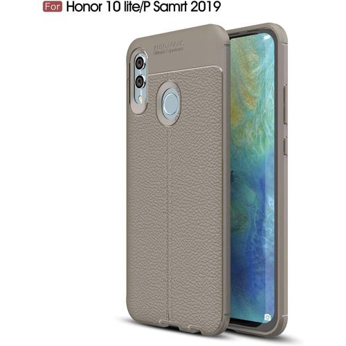 Coque Huawei P Smart 2019, Coque P Smart 2019, Flexible Slim Case With Leather Texture Grip Pattern And Shock Absorption Tpu Cover For Huawei P Smart 2019 Gray