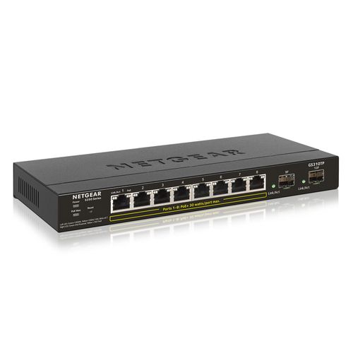 NETGEAR Smart GS310TP - Commutateur - intelligent - 8 x 10/100/1000 (PoE+) + 2 x SFP - de bureau - PoE+ (55 W)