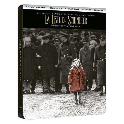 La Liste De Schindler - Édition 25ème Anniversaire - 4k Ultra Hd + Blu-Ray + Blu-Ray Bonus + Digital - Boîtier Steelbook