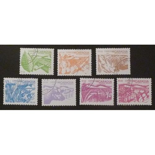 Nicaragua Oblitéré Y Et T N° 1303 À 1309 Lot De 7 Timbres De 1983 Réforme Agraire