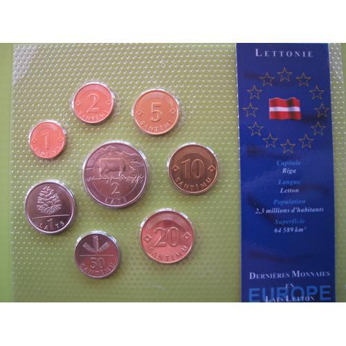 Lot/Set De 8 Pièces De Monnaie Neuves 1 - 2 - 5 - 10 - 20 - 50 Santimu - 1 - 2 Lati - Lettonie - Europe - 1992/2003