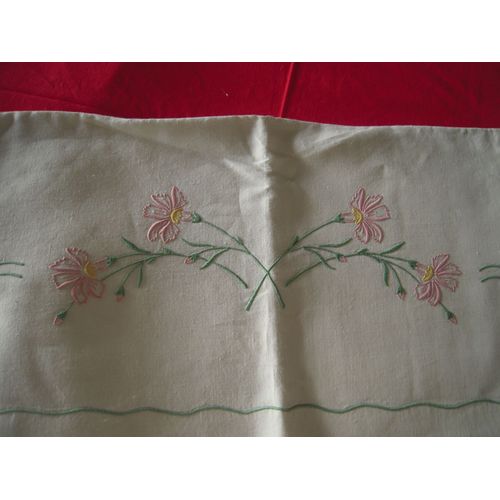 Drap Lin Brodé Main Etat Neuf 2 Personnes