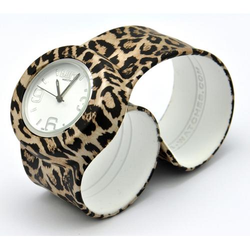 Montre Classic Bracelet Leopard Et Cadran Blanc