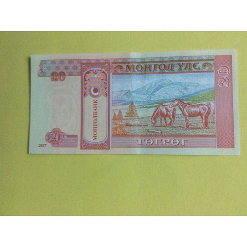 Mongolie : Billet 20 Tugrik (Neuf)