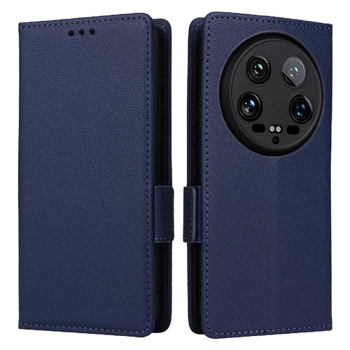 Étui Pour Xiaomi 14 Ultra Boucle Latérale Magnétique Titulaire De Fentes Pour Cartes Cuir Pu Portefeuille - Bleu