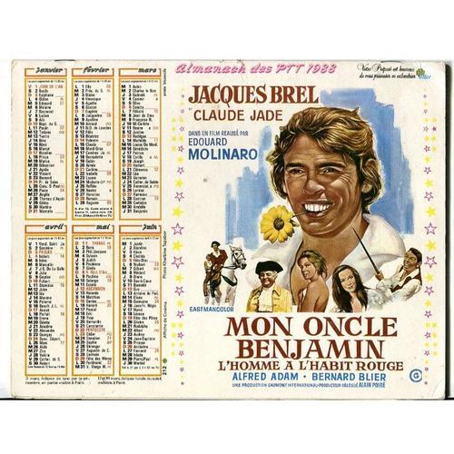 Almanach Des P. T. T - "Oller " - " Mon Oncle Benjamin " Jacques Brel / " Thérèse Raquin " Simone Signoret - Région Parisienne - 1988