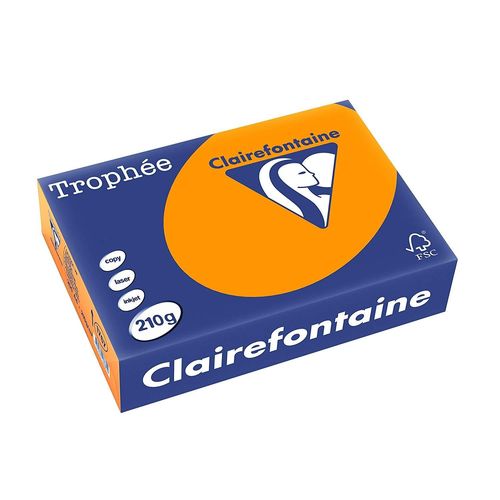 Trophée Ramette 250 Feuilles Papier 210g A4 210x297 mm Certifié FSC orange vif