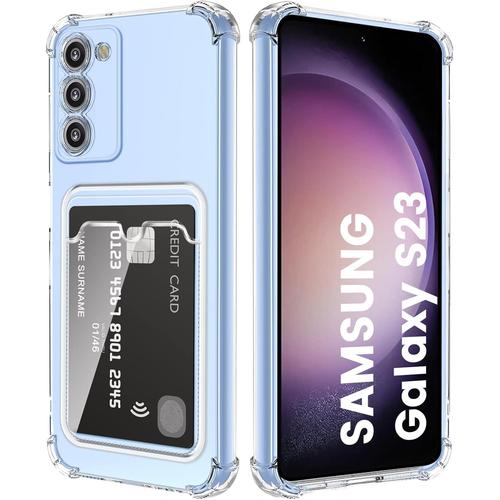 Coque Pour Samsung Galaxy S23 5g Souple Tpu Silicone Transparente Protection De La Caméra Étui Avec Porte-Cartes Portefeuille Lentille Anti-Rayures Carte Housse