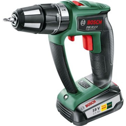 Perceuse-visseuse à percussion 2 vitesses sans-fil Lithium-Ion Bosch PSB 18 LI-2 Ergonomic (1 batterie)