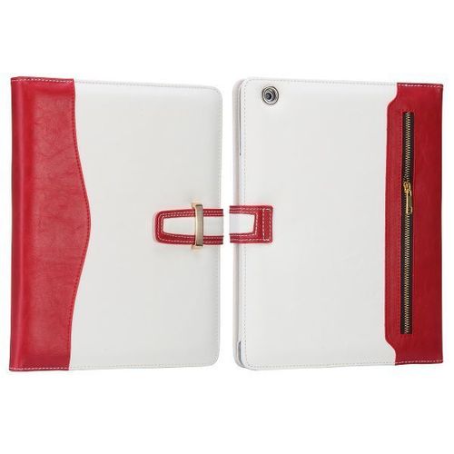 Etui Porte Tablette A Rabat Ipad 2 3 4 Rouge & Blanc Eco-Cuir (Pu)