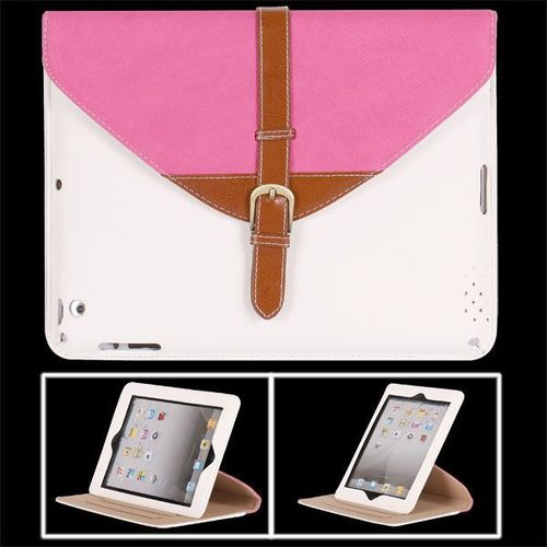 Etui Porte Tablette A Rabat Ipad 2 3 4 Cartable Rose & Blanc Eco-Cuir (Pu)