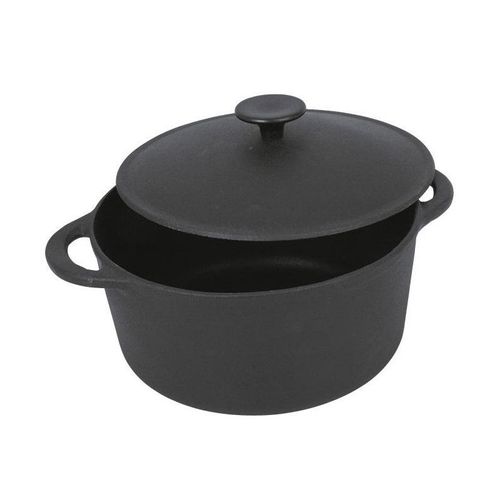 Crealys Gourmet Cocotte Ronde En Fonte D`Acier Émaillée - Ø 26 Cm - 5 L - Noir - Tous Feux Dont Induction