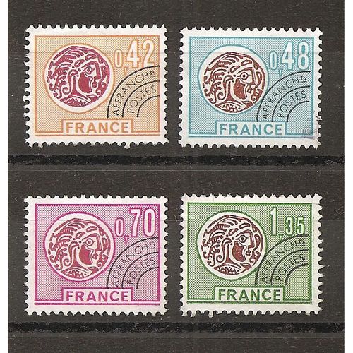 Préos 134 À 137 (1975) Préoblitérés Monnaie Gauloise Usagés (Cote 9,6e) (5629)