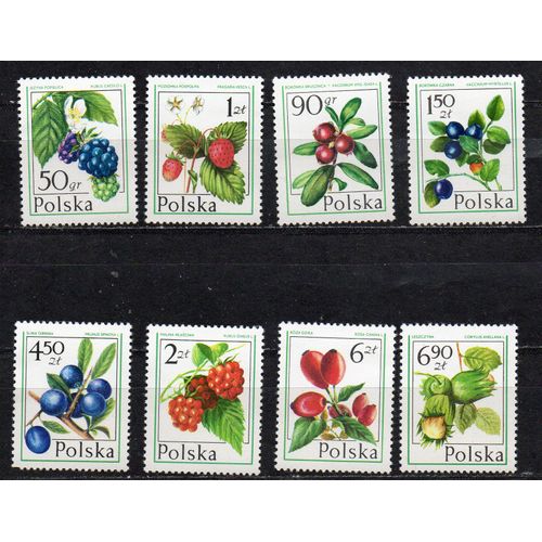 Pologne- Série De 8 Timbres Neufs- Fruits De La Forêt