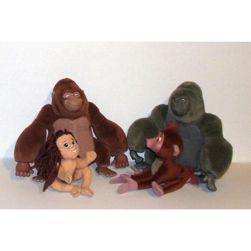 Tarzan Kala Kerchak Et Un Ami De Tarzan Peluche Lot De 4 Peluches Mattel Burroughs Disney