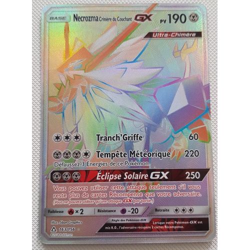 Carte Pokémon Necrozma Crinière Du Couchant Gx - 190 Pv - Soleil Et Lune 5 Ultra Prisme - 163/156 - Fr