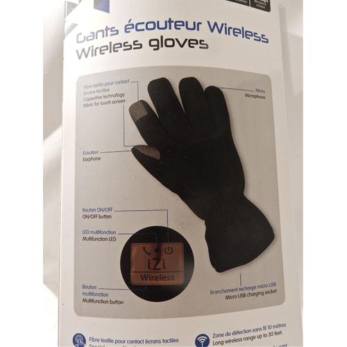 Gants écouteurs Wireless Gloves casque sans fil avec microphone - Noire