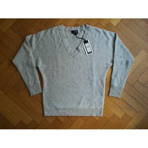 Pull En Cachemire Caroll Manches Longues Gris Clair Pailleté Taille S