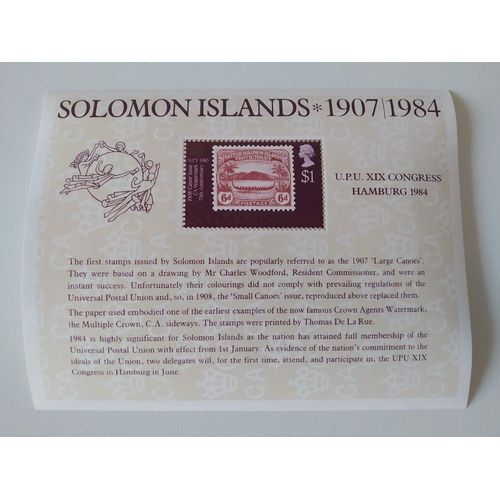 Timbre Solomon Islands 1907/1984 U.P.U Xix Congress Hamburg 1984