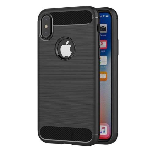 Apple Iphone X Housse Etui Housse Coque De Protection Silicone Fibre De Carbone [Noir]