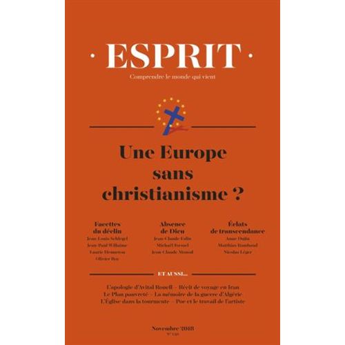 Esprit N° 449, Novembre 2018 - Une Europe Sans Christianisme ?