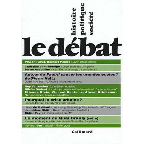 Le Débat N° 148, Janvier-Février