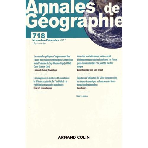 Annales De Géographie N° 718, Novembre-Décembre 2017