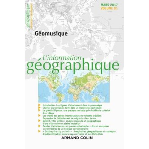L'information Géographique N° 81, Mars 2017 - Géomusique