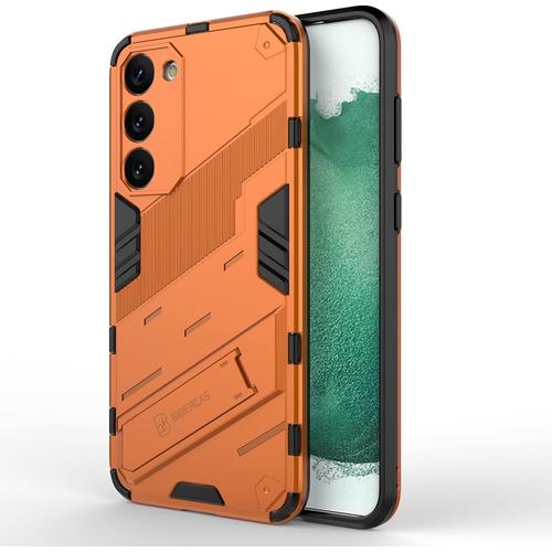 Coque Pour Samsung Galaxy S23+ 5g Avec Support Invisible Qualité Militaire Anti-Chute Protection Fonction De Support De Voiture Magnétique Étui Pc Et Tpu, Orange