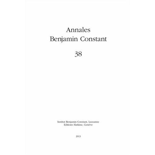 Annales Benjamin Constant N° 38