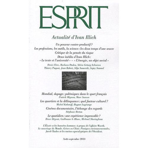 Esprit Août-Septembre 2010 - Actualité D'ivan Illich