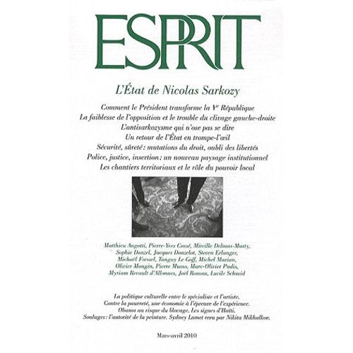 Esprit N° 363, Mars-Avril 2 - L'etat De Nicolas Sarkozy