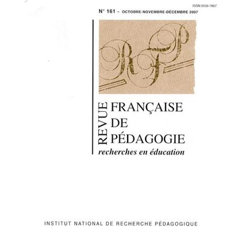 Revue Française De Pédagogie N° 161 - Octobre-Nov