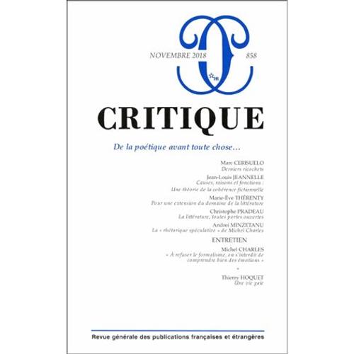 Critique N° 858, Novembre 2018