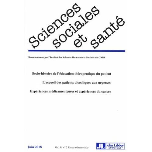 Sciences Sociales Et Santé Volume 36 N° 2, Juin 2018