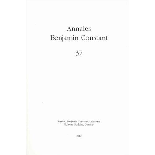 Annales Benjamin Constant N° 37