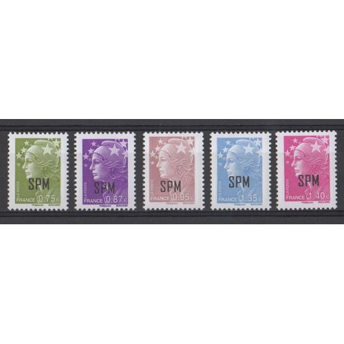 Lot 5 Timbres France Saint-Pierre Et Miquelon 2011 Yvert Et Tellier N°9992, 993, 995, 996 Et 997 Marianne De Beaujard Surchargés Spm Neufs** Gomme Intacte