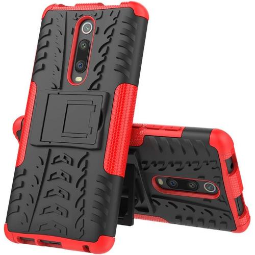 Coque Xiaomi Redmi K20, Coque Double Couche Armure Dur Pc + Tpu Housse Souple En Kickstand En Silicone Peau De Protection Pour Xiaomi Redmi K20 Smartphone Rouge