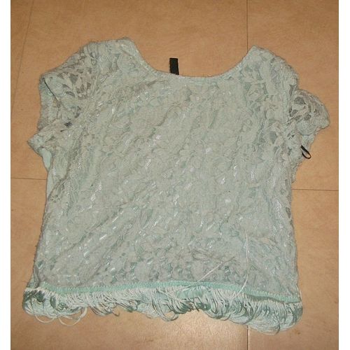 Tshirt Manches Courtes Couleur Vert Menthe H&m Dentelle Taille Xs (Taille 34) A Franches
