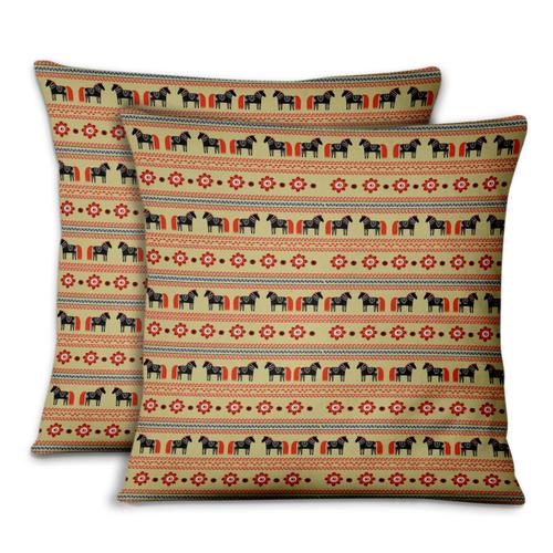 S4sassy Bande Et Cheval Art Folklorique Dicorla Maison Taie Doreiller Jeter Housse De Coussin En Tissu Imprimi 2 Pcs